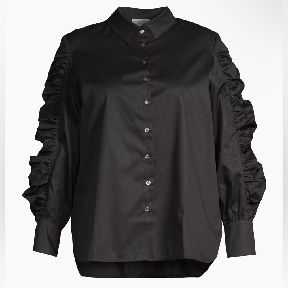 Harshman | Plus Size Juliana | Ruffles Cotton Button-Front Shirt | Multiple Size